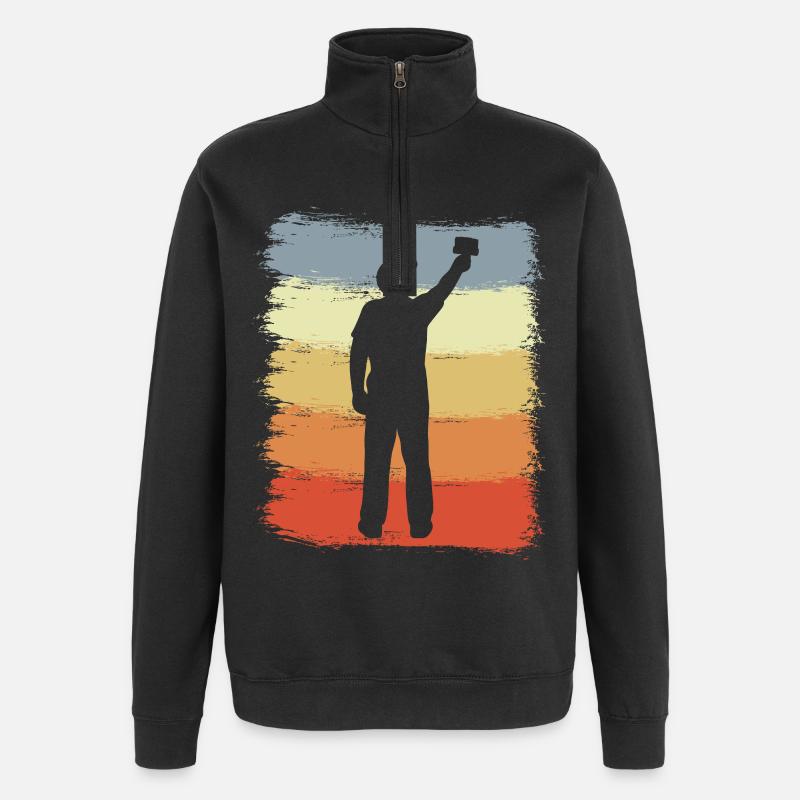 Painter Retro Look - Quarter-Zip Sweatshirt - black