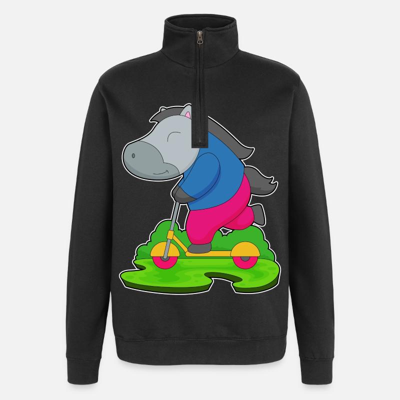 Pferd Roller - Quarter-Zip-Sweatshirt - Schwarz