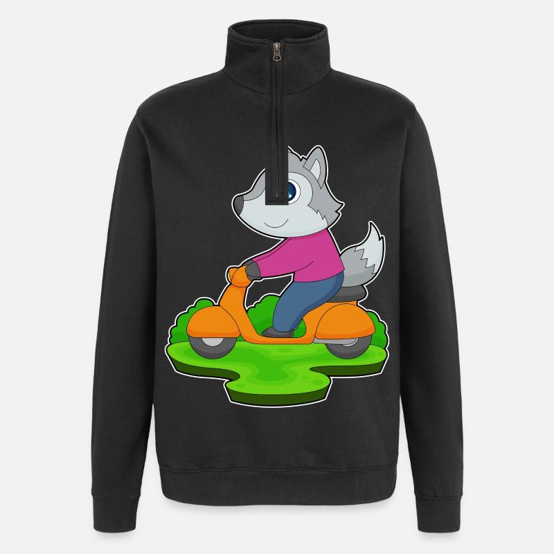 Trottinette Wolf - Sweat à zip 1/4 - noir
