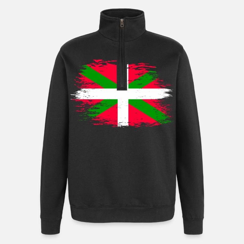 Drapeau basque utilisé - Sweat à zip 1/4 - noir