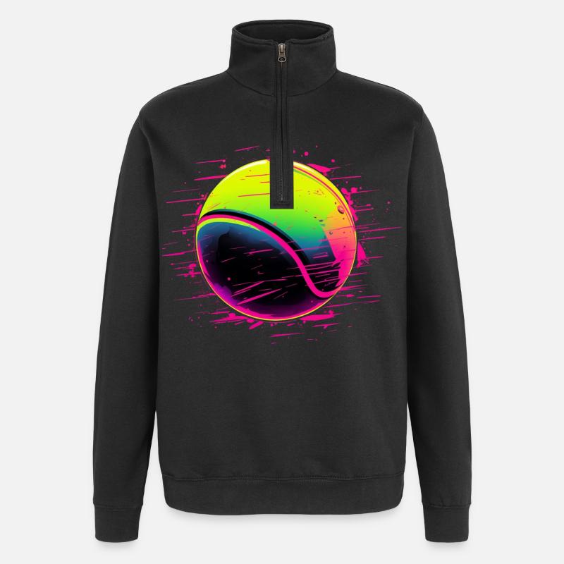 Balle de tennis style synthwave - Sweat à zip 1/4 - noir