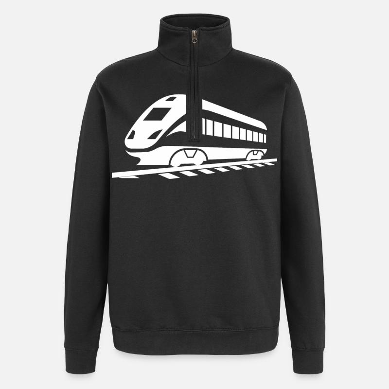 Eisenbahn Zeichnung - Quarter-Zip-Sweatshirt - Schwarz