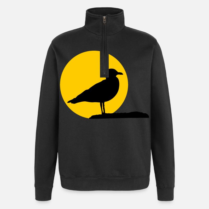 Möwe vor Sonne - Quarter-Zip-Sweatshirt - Schwarz