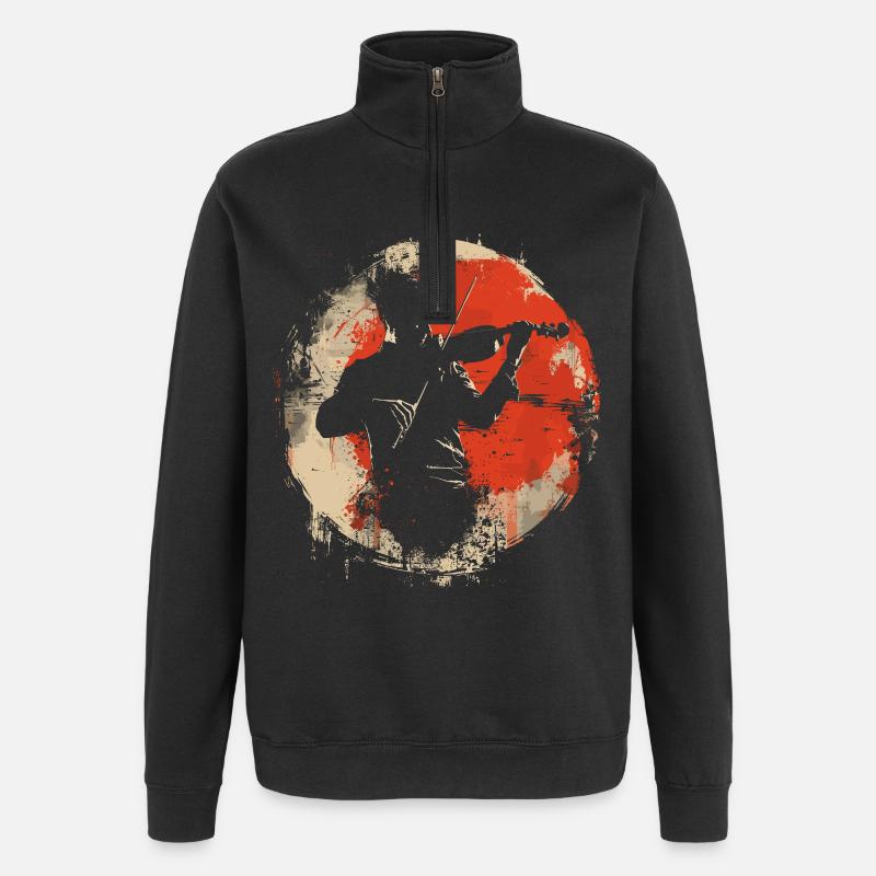Violin Player Graphics - Quarter-Zip Sweatshirt - black