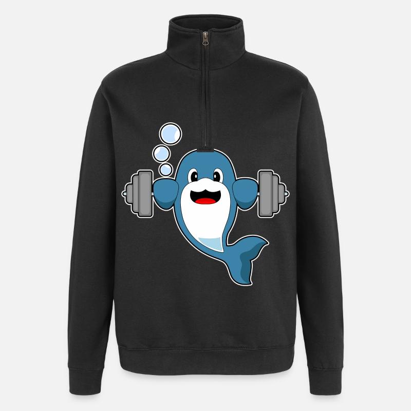 Dolphin Bodybuilder Barbell Bodybuilding - Sweat à zip 1/4 - noir