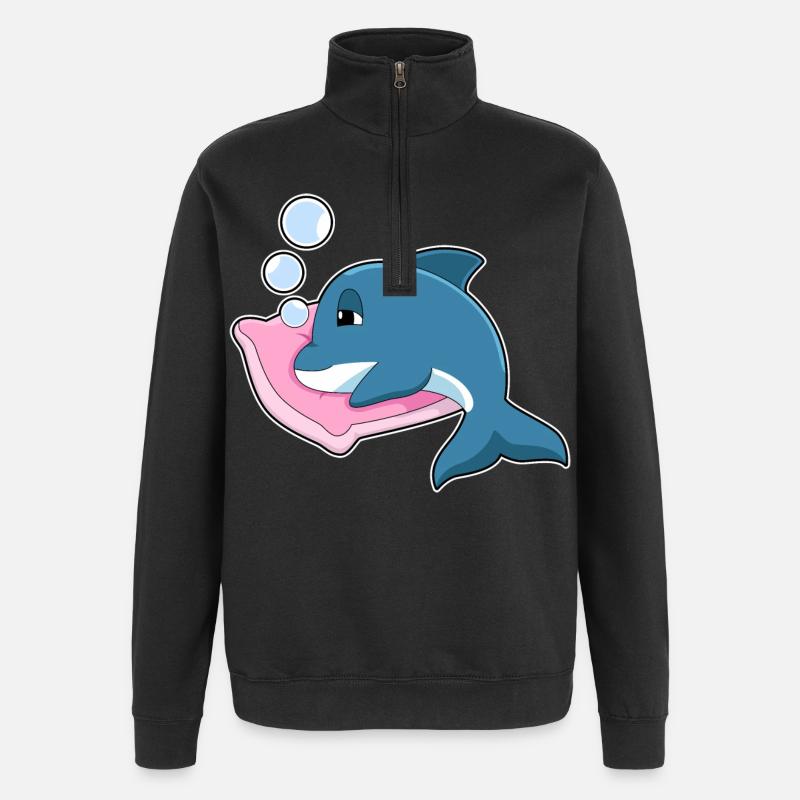 Dolphin Sleeping Pillow - Quarter-Zip Sweatshirt - black