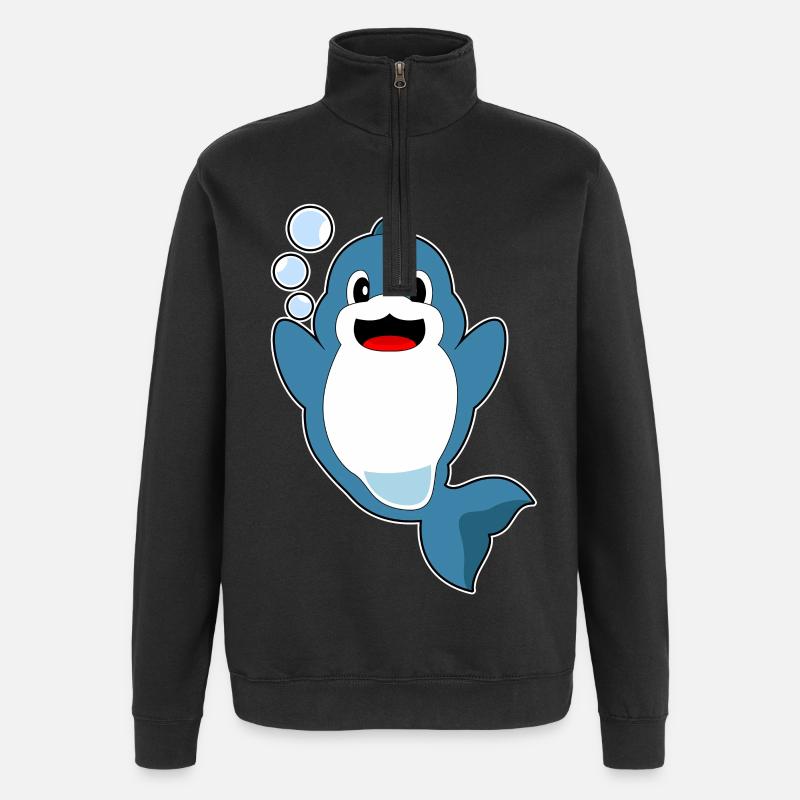Delfin Wasserblasen - Quarter-Zip-Sweatshirt - Schwarz