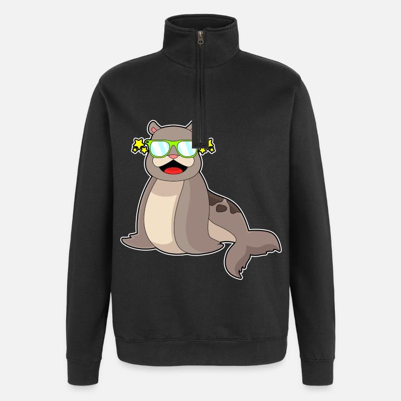 Seal Sunglasses - Quarter-Zip Sweatshirt - black