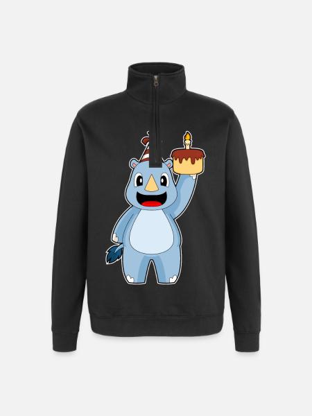 Gâteau d’anniversaire rhinocéros - Sweat à zip 1/4 - noir