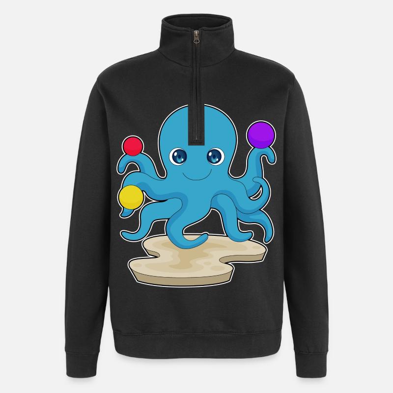 Pieuvre douce - Sweat à zip 1/4 - noir