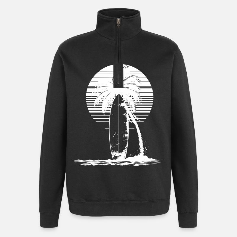 Surfboard Drawing - Quarter-Zip Sweatshirt - black