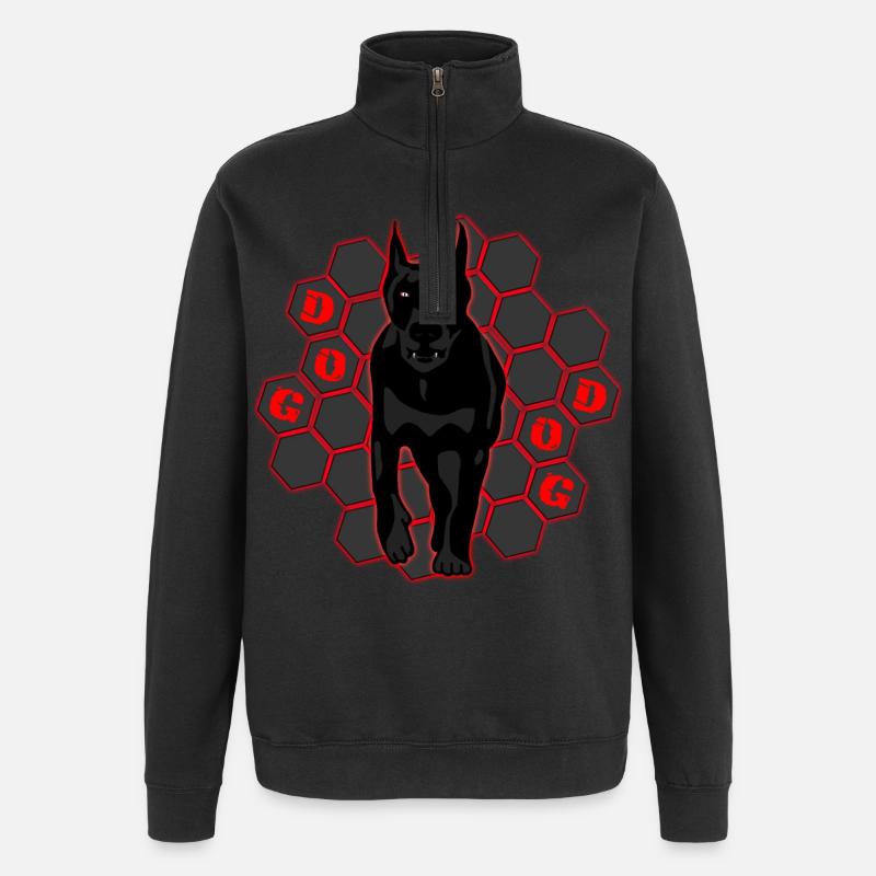 Dobermann Überlebender - Quarter-Zip-Sweatshirt - Schwarz