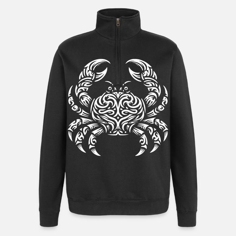 Crabe tribal - Sweat à zip 1/4 - noir