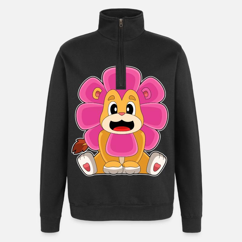 Löwe Blume - Quarter-Zip-Sweatshirt - Schwarz