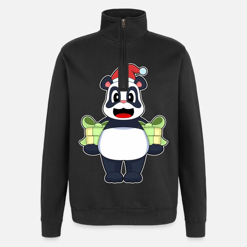 Panda Christmas Packages - Quarter-Zip Sweatshirt - black