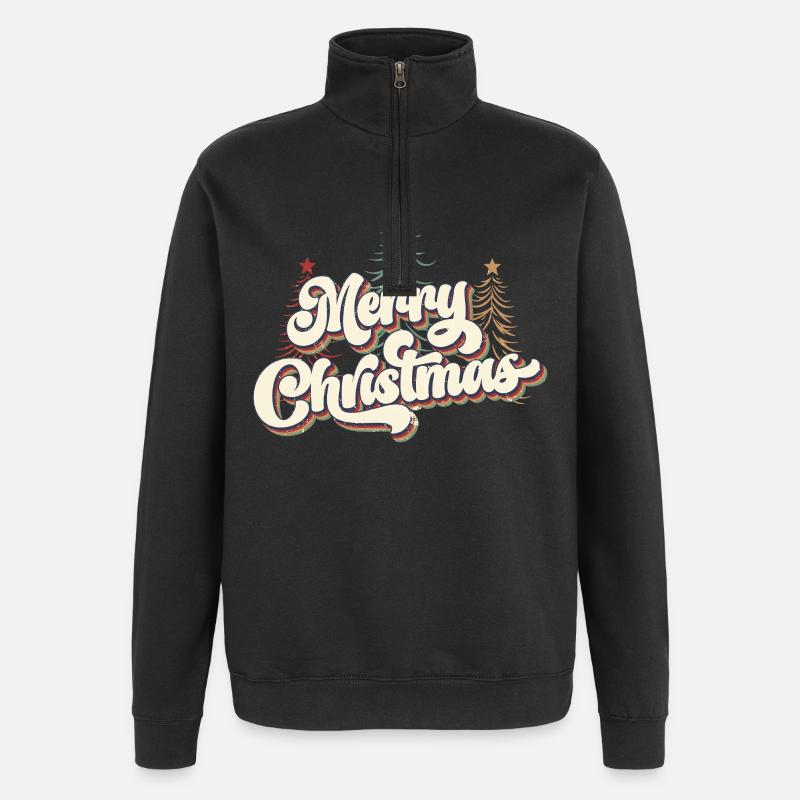 Joyeux Noël Chats Cadeau de Noël - Sweat à zip 1/4 - noir