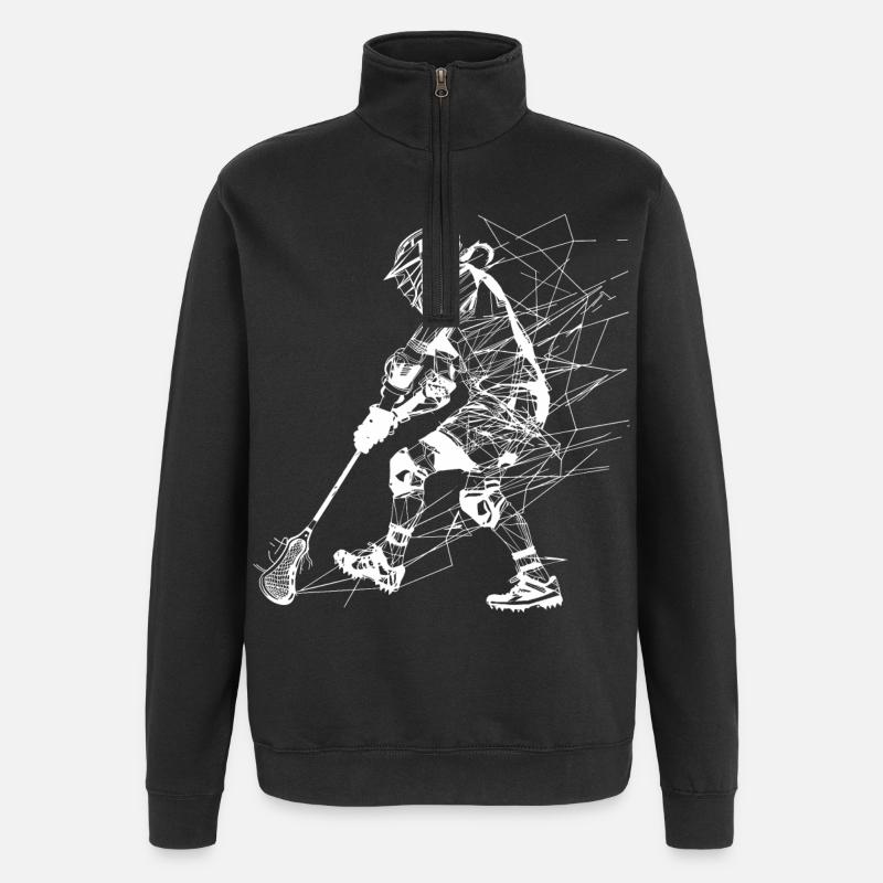 Lacrosse Spieler Line Art - Quarter-Zip-Sweatshirt - Schwarz