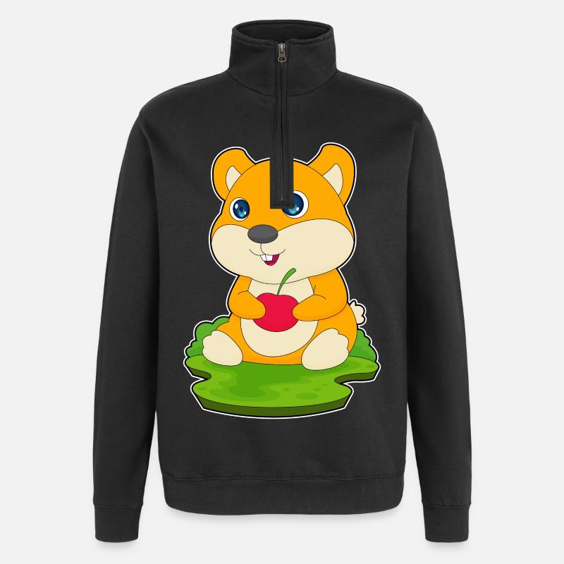 Hamster Cherry - Quarter-Zip Sweatshirt - black