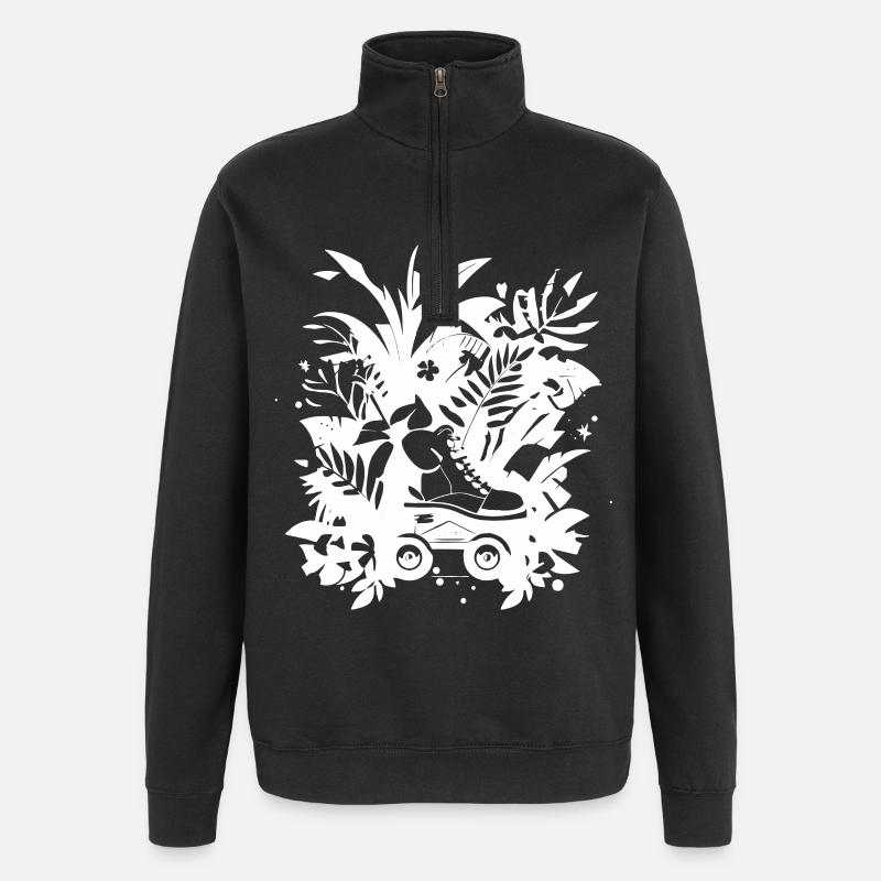 Roller Skating Comic - Quarter-Zip Sweatshirt - black