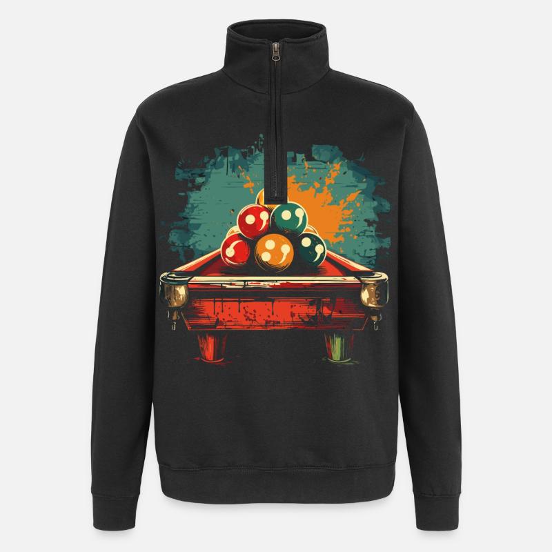 Billard Comic Stil - Quarter-Zip-Sweatshirt - Schwarz