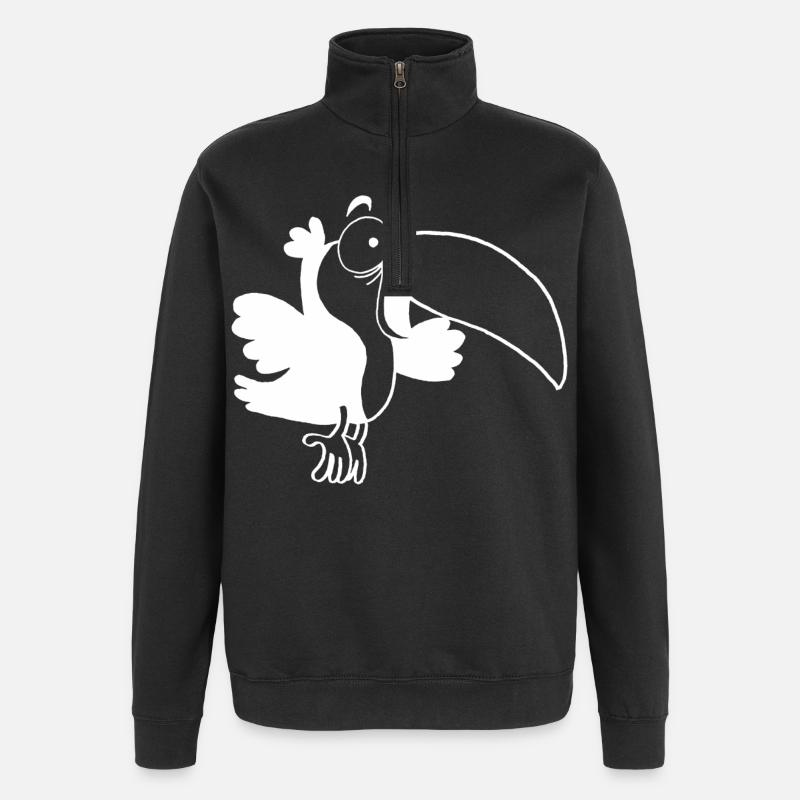 Oiseau toucan blanc - Sweat à zip 1/4 - noir