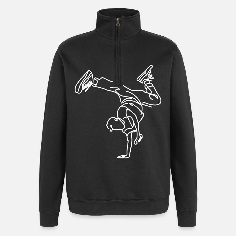 Breakdance Boy Drawing - Quarter-Zip Sweatshirt - black