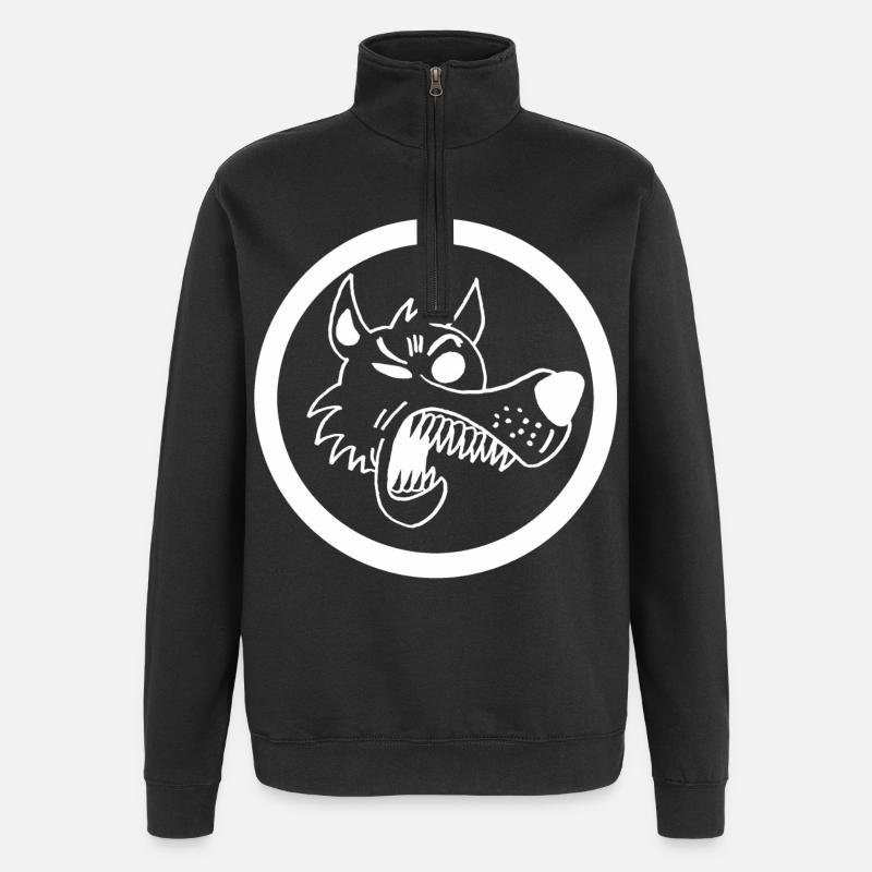 Funny wolf - Quarter-Zip Sweatshirt - black