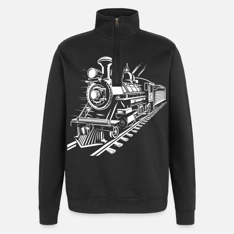 Graphique ferroviaire - Sweat à zip 1/4 - noir