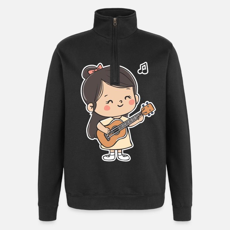Ukulélé Fille Graphique - Sweat à zip 1/4 - noir