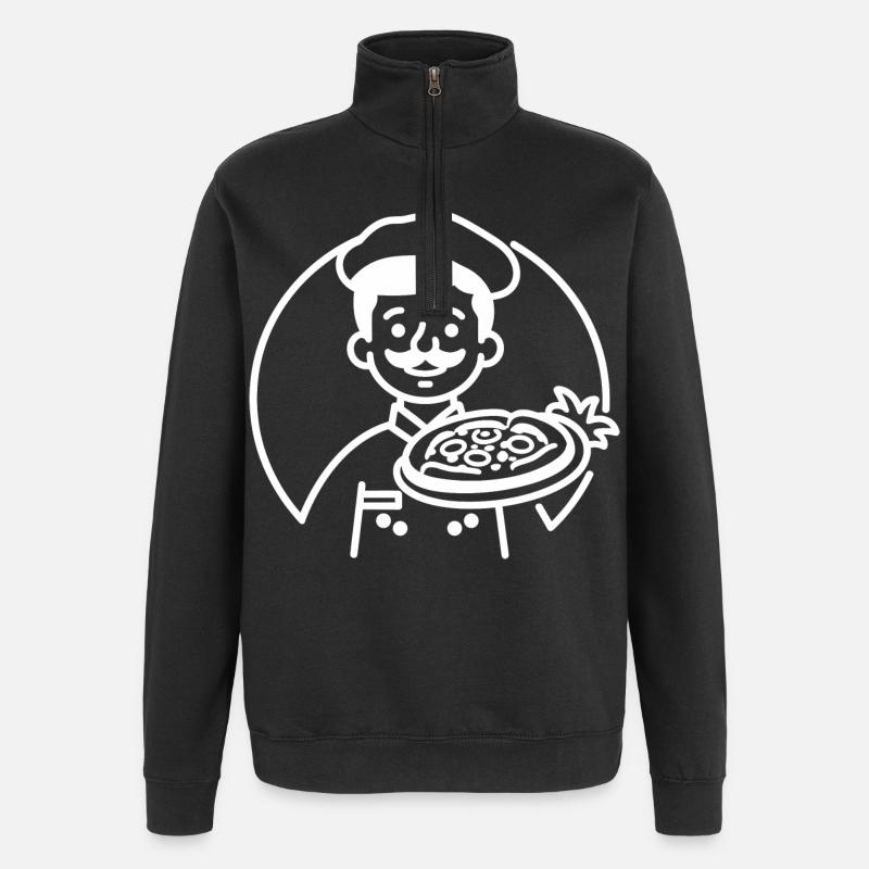 Pizza Maker Dessin au trait - Sweat à zip 1/4 - noir