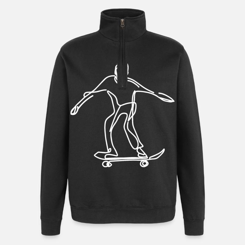 Skateboarder Zeichnung - Quarter-Zip-Sweatshirt - Schwarz
