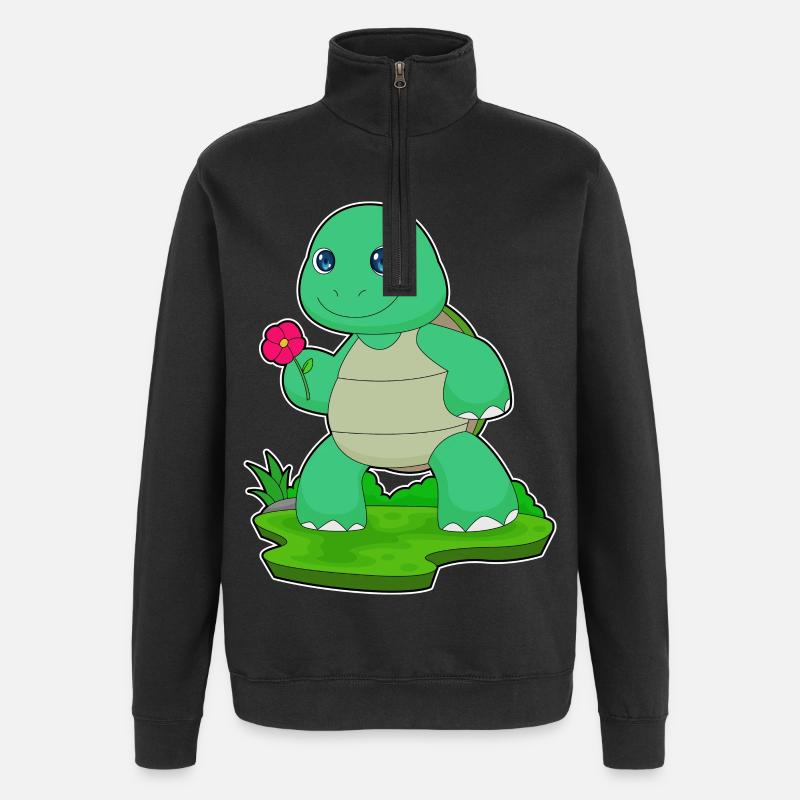 Turtle Flower - Quarter-Zip Sweatshirt - black