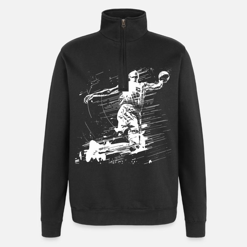 Dessin de joueur de basket-ball - Sweat à zip 1/4 - noir
