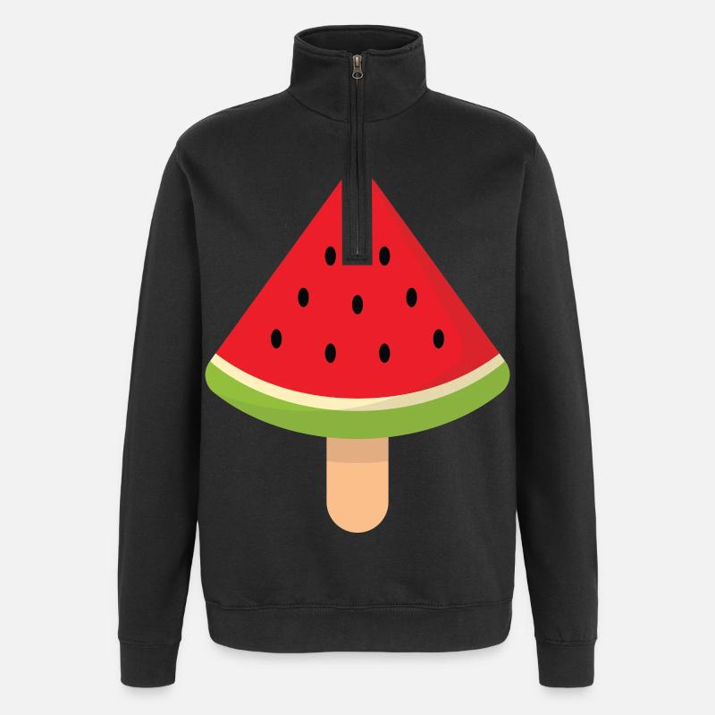 crème de pastèque - Sweat à zip 1/4 - noir