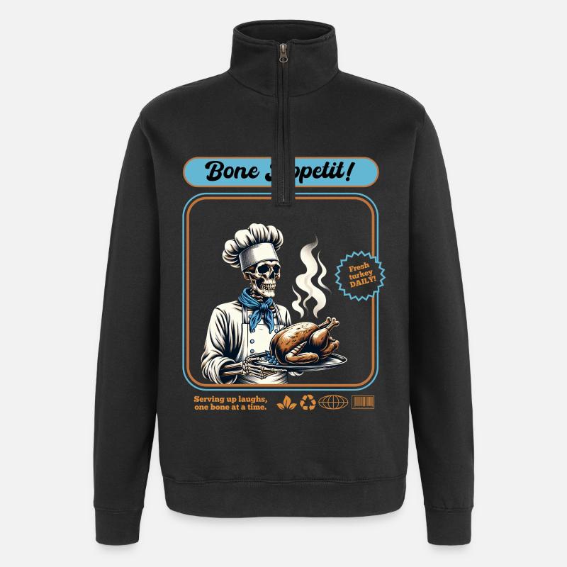 Skeleton Truthahn Koch - Quarter-Zip-Sweatshirt - Schwarz