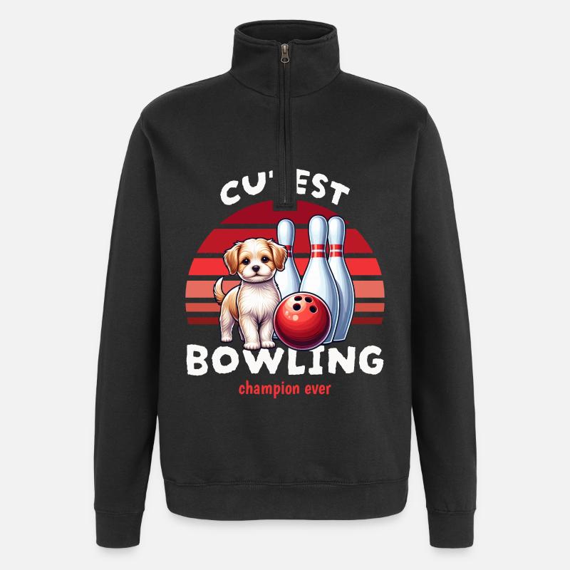 Hunde Bowling - Quarter-Zip-Sweatshirt - Schwarz
