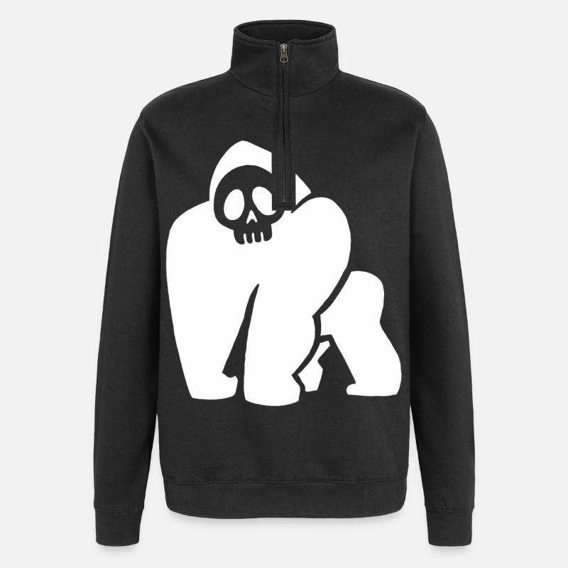 White Gorilla Skull - Quarter-Zip Sweatshirt - black