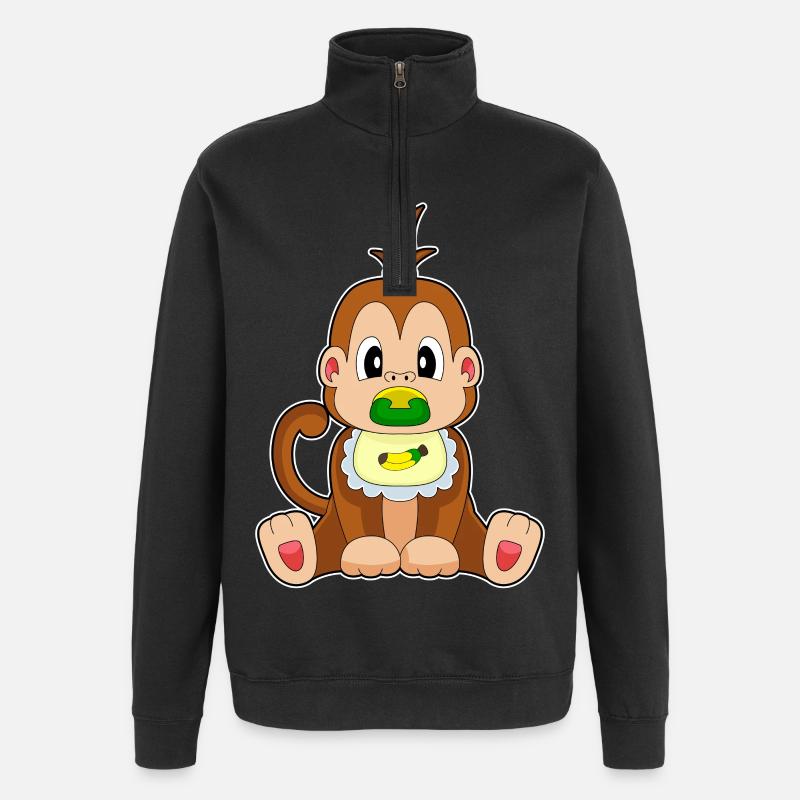 Affe Banane Schnuller Lätzchen - Quarter-Zip-Sweatshirt - Schwarz