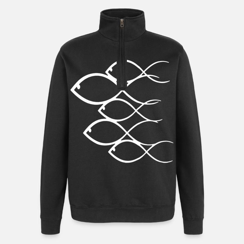 Ban de poissons blancs - Sweat à zip 1/4 - noir