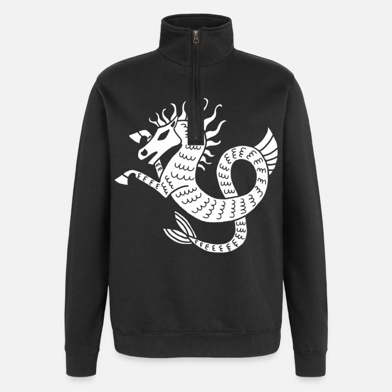 Cheval de mer blanc - Sweat à zip 1/4 - noir