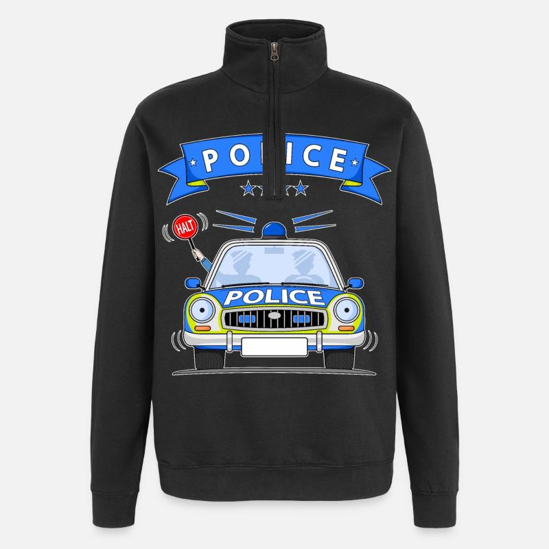 Police Polizeiauto mit Sirene - Quarter-Zip-Sweatshirt - Schwarz