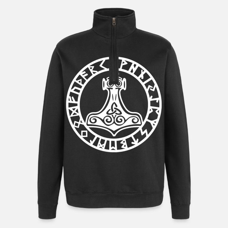 Marteau viking blanc - Sweat à zip 1/4 - noir