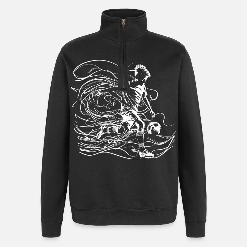 Dessin de garçon de football - Sweat à zip 1/4 - noir