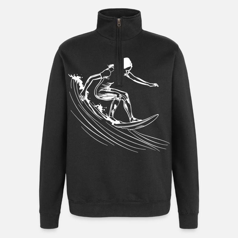 Surfen Mädchen - Quarter-Zip-Sweatshirt - Schwarz