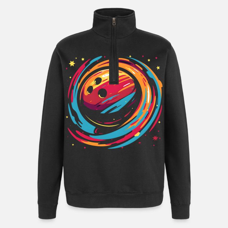 Boule de bowling rétro - Sweat à zip 1/4 - noir
