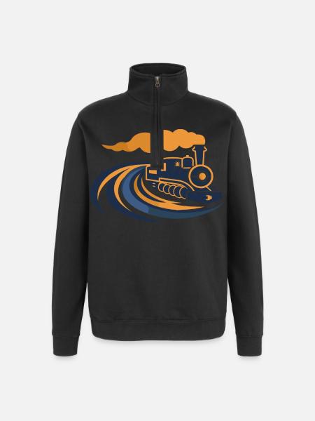 Lokomotive 90er Look - Quarter-Zip-Sweatshirt - Schwarz
