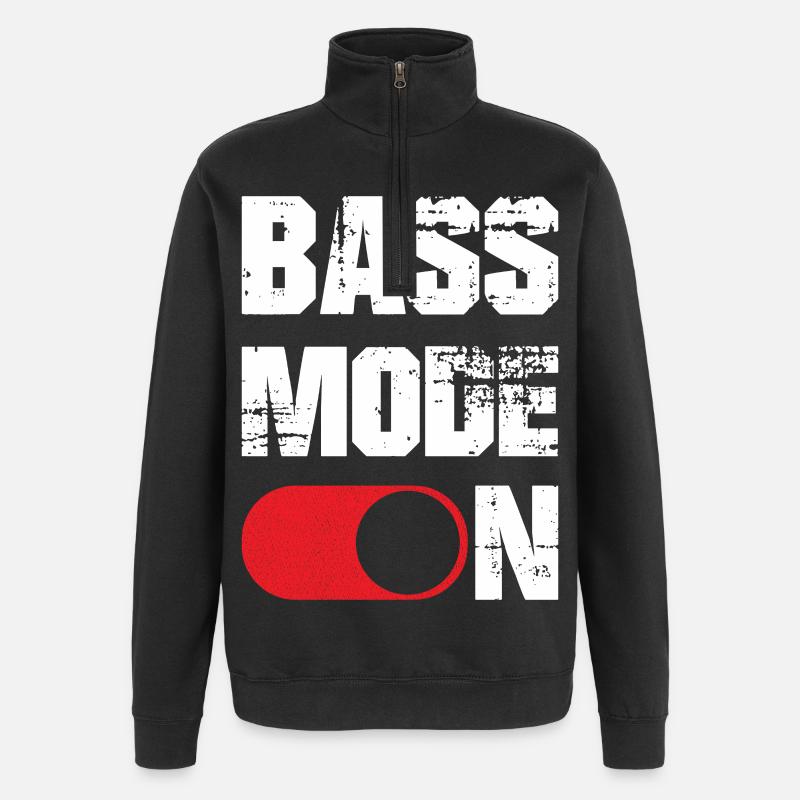 Bass mode on funny - Quarter-Zip Sweatshirt - black