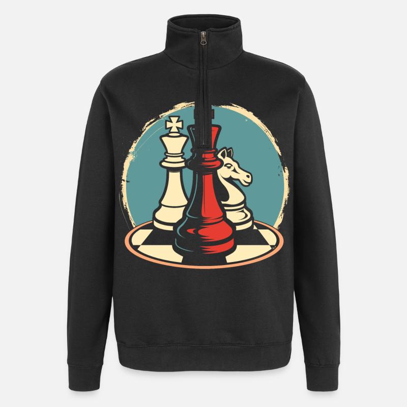 Chess Pieces Graphics - Quarter-Zip Sweatshirt - black