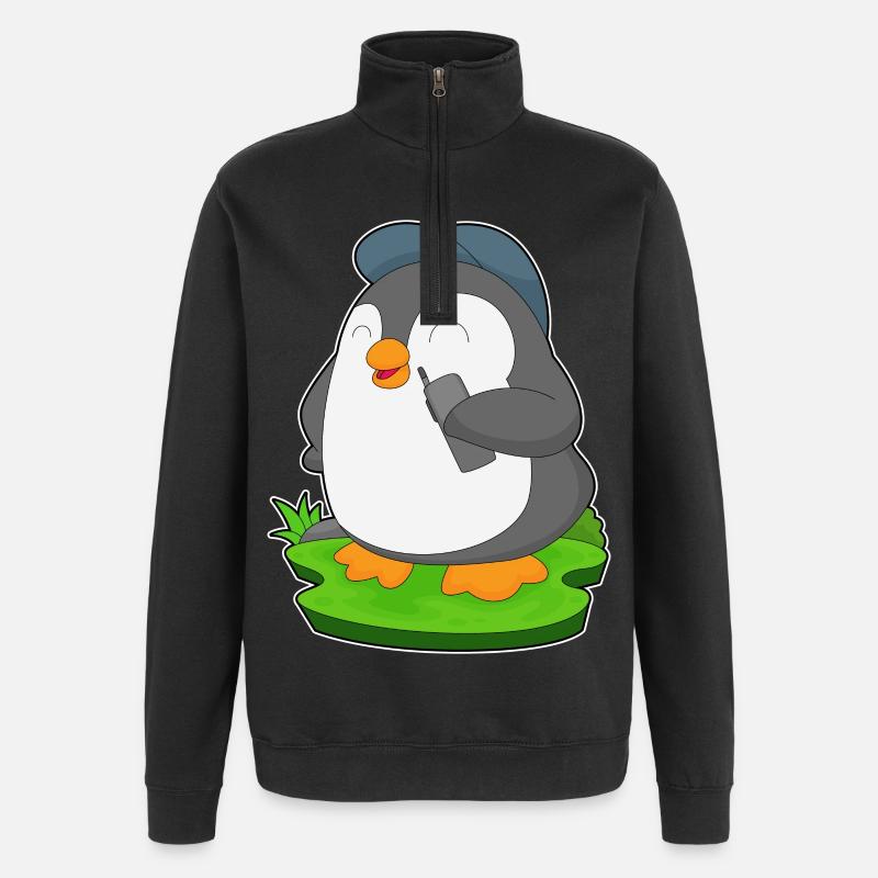 Penguin Microphone - Sweat à zip 1/4 - noir