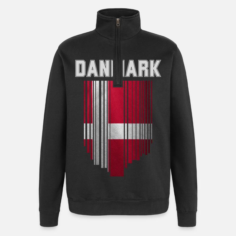Drapeau du Danemark, fierté danoise - Sweat à zip 1/4 - noir